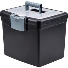 Storex Portable Storage Box External Dimensions: 14.9" Length x 11" Width x 12.1" Height - Media Size Supported: Letter - Snap-tight Closure - Plastic - Black - For File - Recycled - 1 / Carton