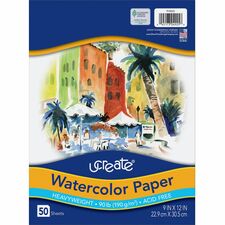 UCreate Watercolor Paper 9" x 12" - 90 lb Basis Weight - Vellum - Sustainable Forestry Initiative (SFI) - Acid-free - White - 50 / Pack
