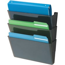 Deflecto EZ Link DocuPocket 3 Pocket(s) - 7" Height x 13" Width x 4" Depth - Stackable - 50% Recycled - Black - Plastic - 3 / Set