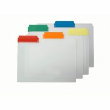Smead 1/3 Tab Cut Letter Top Tab File Folder 8 1/2" x 11" - Top Tab Location - Assorted Tab Position - 1 Plys - Polypropylene - Clear, Blue, Red, Green, Yellow, Orange - 25 / Box