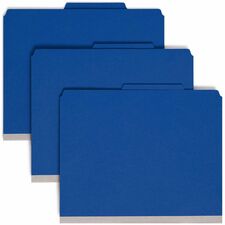 Smead SafeSHIELD 2/5 Tab Cut Letter Recycled Classification Folder 8 1/2" x 11" - 2" Expansion - 2 x 2S Fastener(s) - 2" for Folder, Divider - Top Tab Location - Right of Center Tab Position - 2 Divider(s) - 25 pt. - 1 Plys - Pressboard - Dark Blue - Rip