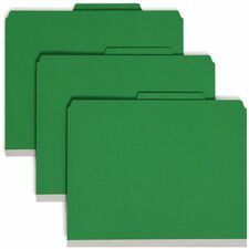 Smead SafeSHIELD 2/5 Tab Cut Letter Recycled Classification Folder 8 1/2" x 11" - 2" Expansion - 2 x 2S Fastener(s) - 2" for Folder, Divider - Top Tab Location - Right of Center Tab Position - 2 Divider(s) - 25 pt. - 1 Plys - Pressboard - Green - Rip Proo