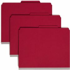 Smead SafeSHIELD 2/5 Tab Cut Letter Recycled Classification Folder 8 1/2" x 11" - 2" Expansion - 2 x 2S Fastener(s) - 2" for Folder, Divider - Top Tab Location - Right of Center Tab Position - 2 Divider(s) - 25 pt. - 1 Plys - Pressboard - Bright Red - Rip