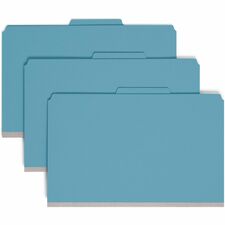 Smead SafeSHIELD 2/5 Tab Cut Legal Recycled Classification Folder 8 1/2" x 14" - 2" Expansion - 2 x 2S Fastener(s) - 2" for Folder, 1" for Divider - Top Tab Location - Right of Center Tab Position - 2 Divider(s) - 25 pt. - 1 Plys - Pressboard - Blue - Rip