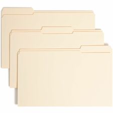 Smead SafeSHIELD 1/3 Tab Cut Legal Recycled Fastener Folder 8 1/2" x 14" - 3/4" Expansion - 2 x 2S Fastener(s) - Top Tab Location - Assorted Tab Position - 11 pt. - 2 Plys - Manila - Reinforced Tab - 10% Recycled - 50 / Box