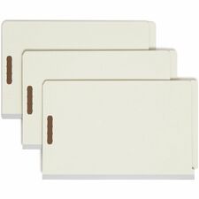 Smead Legal Recycled Classification Folder 8 1/2" x 14" - 2" Expansion - 6 x 2K Fastener(s) - End Tab Location - 2 Divider(s) - 25 pt. - Pressboard - Gray, Green - Tear Resistant - 100% Recycled - 10 / Box