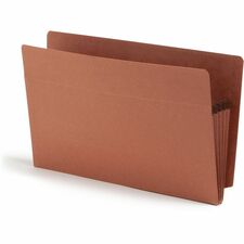 Smead Straight Tab Cut Legal Recycled File Pocket 8 1/2" x 14" - 3 1/2" Expansion - 2 Plys - Redrope - Tear Resistant Gusset - 100% Recycled - 25 / Box