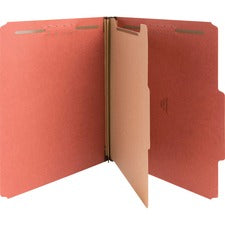 Nature Saver 2/5 Tab Cut Letter Recycled Classification Folder 8 1/2" x 11" - 4 Fastener(s) - 2" for Folder, 1" for Divider - 1 Divider(s) - 25 pt. - Pressboard - Redrope - Tyvek Gusset - 100% Recycled - 10 / Box