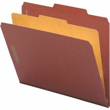 Nature Saver 2/5 Tab Cut Legal Recycled Classification Folder 8 1/2" x 14" - 4 Fastener(s) - 2" for Folder, 1" for Divider - 1 Divider(s) - 25 pt. - Pressboard - Red - Tyvek Gusset - 100% Recycled - 10 / Box