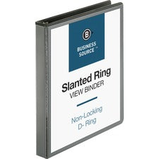 Business Source Basic D-Ring View Binders 1" Binder Capacity - Letter - 8 1/2" x 11" Sheet Size - Fastener(s): D-Ring - Polypropylene - Black - Clear Overlay - 1 Each