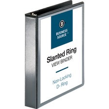 Business Source Basic D-Ring View Binders 1 1/2" Binder Capacity - Letter - 8 1/2" x 11" Sheet Size - Fastener(s): D-Ring - Polypropylene - Black - Clear Overlay - 1 Each