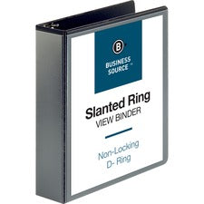 Business Source Basic D-Ring View Binders 2" Binder Capacity - Letter - 8 1/2" x 11" Sheet Size - Fastener(s): D-Ring - Polypropylene - Black - Clear Overlay - 1 Each