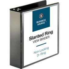 Business Source Basic D-Ring View Binders 3" Binder Capacity - Letter - 8 1/2" Sheet Size - Fastener(s): D-Ring - Polypropylene - Black - Clear Overlay - 1 Each