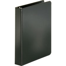 Business Source Basic Round Ring Binder 1" Binder Capacity - 8 1/2" x 5 1/2" Sheet Size - 240 Sheet Capacity - 3 Ring(s) - Fastener(s): Round Ring - Chipboard, Polypropylene - Black - Open and Closed Triggers, Exposed Rivet, Sturdy - 1 Each