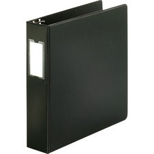 Business Source Basic Round Ring Binder w/Label Holder 2" Binder Capacity - Letter - 8 1/2" x 11" Sheet Size - 3 Ring(s) - Fastener(s): Round Ring - Vinyl - Black - Open and Closed Triggers, Label Holder - 1 Each