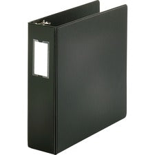 Business Source Basic Round Ring Binder w/Label Holder 3" Binder Capacity - Letter - 8 1/2" x 11" Sheet Size - 3 Ring(s) - Fastener(s): Round Ring - Vinyl - Black - Open and Closed Triggers, Label Holder - 1 Each