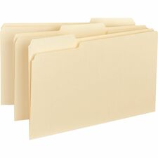 Business Source 1/3 Tab Cut Legal Recycled Top Tab File Folder 8 1/2" x 14" - Top Tab Location - Assorted Tab Position - 11 pt. - 1 Plys - Manila - 10% Recycled - 100 / Box