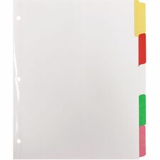 Business Source Laminated Write-On Tab Indexes 5 Write-on Tab(s) - 5 Tab(s)/Set - 11" Tab Height x 8.50" Tab Width - 3 Hole Punched - Self-adhesive, Removable - Multicolor Mylar Tab(s) - 100% Recycled - Laminated Tab, Reinforced Edges, Punched, Erasable -