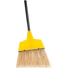 Genuine Joe Angle Broom Polyvinyl Chloride (PVC) Bristle - 47" Handle Length - 54.5" Overall Length - Steel Handle - Yellow - 1 Each