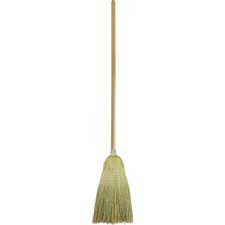 Genuine Joe Janitor Lobby Blend Broom 11" Fiber Bristle - 56" Handle Length - Wood Handle - 1 Each
