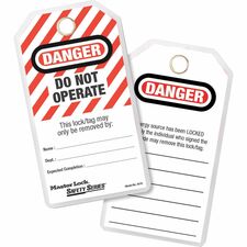 Master Lock Heavy-duty English Tags 5.75" Length x 3" Width - Rectangular - Red - 12 / Pack