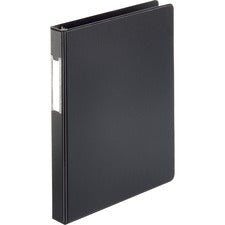 Business Source Basic Round Ring Binder w/Label Holder 1" Binder Capacity - Letter - 8 1/2" x 11" Sheet Size - 3 Ring(s) - Fastener(s): Round Ring - Vinyl - Black - Recycled - Open and Closed Triggers, Label Holder - 1 Each