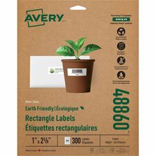 Avery&reg; Eco-Friendly Address Labels for Lfor Laser and Inkjet Printers, 1" x 2?" 1" Width x 2 5/8" Length - Permanent Adhesive - Rectangle - Inkjet, Laser - Matte White - Matte - Paper - Recyclable, PVC-free, Permanent Adhesive, Customizable, Chlorine-