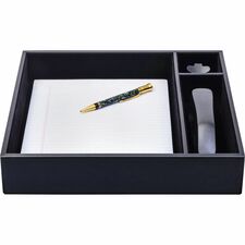 Dacasso Classic Leather Conference Room Organizer 8 x Writing Pad - 3 Compartment(s) - 2.38" Height x 12.50" Width x 12.75" Length - Desktop - Black - Leather - 1 Each