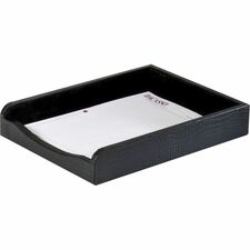 Dacasso Crocodile Embossed Leather Letter Tray Desktop - Black - 1 Each