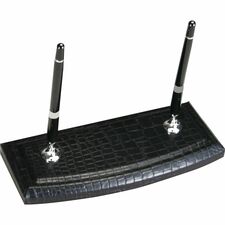 Dacasso Crocodile Embossed Black Leather Pen Stand Leather, Velveteen - Black - 1 Each