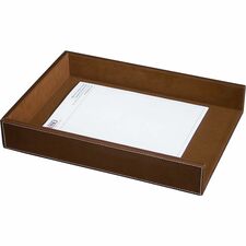 Dacasso Rustic Leather Legal-Size Letter Tray Rustic Brown - Top Grain Leather, Velveteen - 1 Each