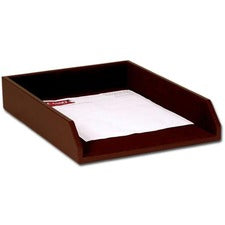 Dacasso Leather Legal-Size Tray Chocolate Brown - Top Grain Leather, Velveteen - 1 Each