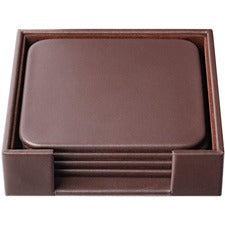 Dacasso Leather Square Coaster Set 4 Coaster of 4" Length x 4" Width - Square - Chocolate Brown - Top Grain Leather, Felt - 1Each