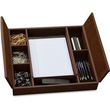 Dacasso Leather Conference Room Organizer 6 Compartment(s) - Desktop - Chocolate Brown - Leather - 1 Each