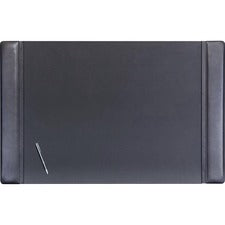 Dacasso Leather Side-Rail Desk Pad Rectangular - 38" Width x 24" Depth - Felt Black Backing - Top Grain Leather - Black