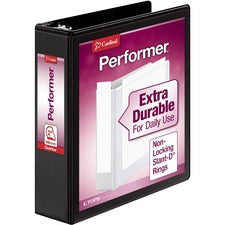 Cardinal&reg; Performer ClearVue Slant-D Ring Binder 2" Binder Capacity - Letter - 8 1/2" x 11" Sheet Size - 540 Sheet Capacity - 2 1/2" Spine Width - 3 Ring(s) - Fastener(s): D-Ring - Pocket(s): 2, Inside Front & Back - Vinyl - Black - 1.40 lb - Label Ho