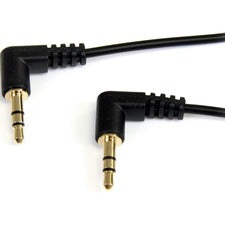 StarTech.com 6 ft Slim 3.5mm Right Angle Stereo Audio Cable - M/M 6 ft Mini-phone Audio Cable for iPhone, iPod, iPad, MP3 Player, Audio Device - First End: 1 x Mini-phone Stereo Audio - Male - Second End: 1 x Mini-phone Stereo Audio - Male - Gold Plated C