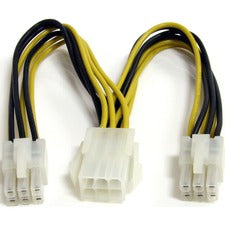 StarTech.com 6in PCI Express Power Splitter Cable For PCI Express Card - Yellow - 6" Cord Length - PCI-E / PCI-E - 1