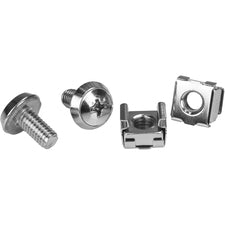 StarTech.com 100 Pkg M6 Mounting Screws and Cage Nuts for Server Rack Cabinet Rack Screw, Cage Nut - Stainless Steel - Silver - 100 / Pack - TAA Compliant