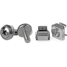 StarTech.com 50 Pkg M5 Mounting Screws and Cage Nuts for Server Rack Cabinet Cage Nut, Rack Screw - 0.47" - Stainless Steel - Silver - 50 / Pack - TAA Compliant