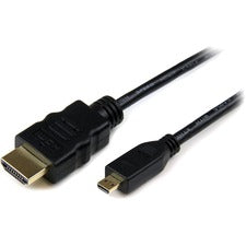 StarTech.com 3 ft High Speed HDMI&reg; Cable with Ethernet - HDMI to HDMI Micro - M/M 3 ft HDMI Video Cable Adapter for Audio/Video Device, Cellular Phone, TV, Smartphone, Raspberry Pi, Camera, Projector, Monitor - First End: 1 x 19-pin HDMI 1.4b Digital
