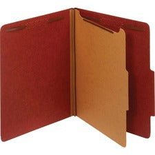 Pendaflex 2/5 Tab Cut Letter Recycled Classification Folder 8 1/2" x 11" - 1 3/4" Expansion - 4 Fastener(s) - 2" Fastener Capacity, 1" for Divider - Top Tab Location - Right of Center Tab Position - 1 Divider(s) - 25 pt. - Pressboard, Pressboard - Red - T