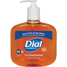 Dial Original Gold Antimicrobial Liquid Soap 16 fl oz - Pump Bottle Dispenser - Bacteria Remover, Kill Germs - Hand, Skin - Gold - 1 Each