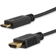 StarTech.com 6 ft Slim High Speed HDMI&reg; Cable with Ethernet - HDMI to HDMI Mini M/M 6 ft HDMI/Mini-HDMI Video Cable Adapter for Audio/Video Device, TV, Camera, Digital Camera, Mobile Device, Cellular Phone, Tablet, Notebook, Smartphone - First End: 1