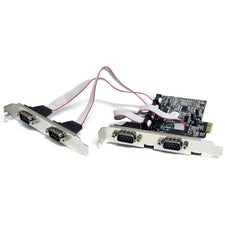 StarTech.com 4 Port Native PCI Express RS232 Serial Adapter Card with 16550 UART Dual-profile Plug-in Card - 16550, 16C450 UART - PCI Express x1 - PC - 4 x Number of Serial Ports External - 1