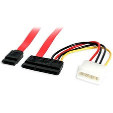 StarTech.com Serial ATA/SATA Cable 1.50 ft SATA Data Transfer Cable for Computer, Hard Drive, Server, Computer Case - First End: 1 x 7-pin Serial ATA - Second End: 1 x 22-pin SATA 3.0 - Female, 1 x 4-pin LP4 Power - 6 Gbit/s - Red - 1 Each