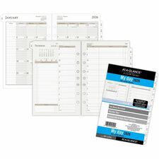 At-A-Glance Daily Monthly Planner Two Page Per Day Refill, Loose-Leaf, Desk Size Daily, Monthly - 12 Month - January 2026 to December 2026 - 8:00 AM to 7:00 PM, Hourly - 1 Day Double Page Layout - 5 1/2" x 8 1/2" Sheet Size - White Sheet - 7-ring - Desk -