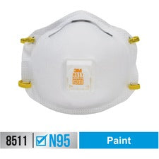 3M Particulate Respirator N95 Particulate Protection - White - Exhalation Valve, Adjustable Nose Clip, Braided Headband - 10 / Box