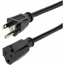 StarTech.com 6 ft 14 AWG Power Cord Extension - NEMA 5-15R to NEMA 5-15P For Desktop Computer, Monitor, Printer - 125 V AC / 15 A - Black - 6 ft Cord Length - NEMA 5-15P / NEMA 5-15R - 1 Each