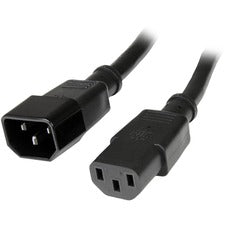 StarTech.com 10 ft 14 AWG Computer Power Cord Extension For Server, Desktop Computer, Monitor, Printer - 125 V AC / 15 A - Black - 10 ft Cord Length - IEC 60320 C13 / IEC 60320 C14 - 1 Each